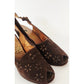 Vintage 1940s Brown Suede Shoes by Peacock Slingbacks Heels Cut Out Peep Toe 6.5