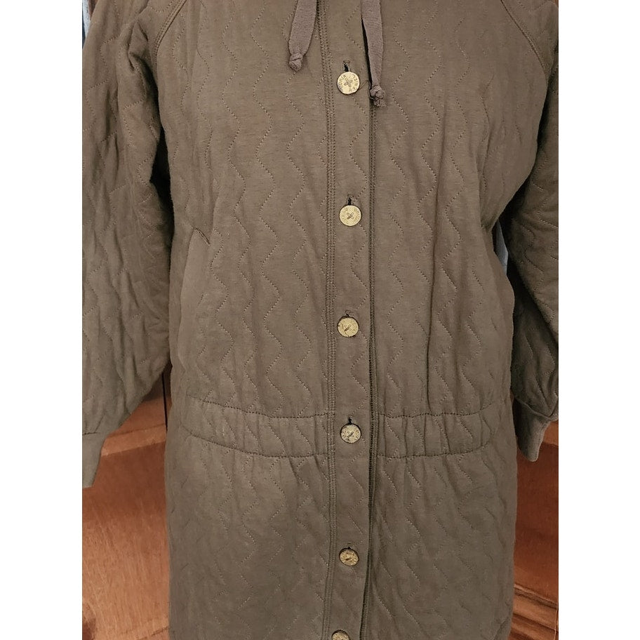 Vintage 1990s Sonia Rykiel Jacket Quilted Hooded Jacket Brown Beige Athleisure