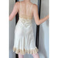 Vintage 30s Slip Dress Cream Silk Lace Bias Cut