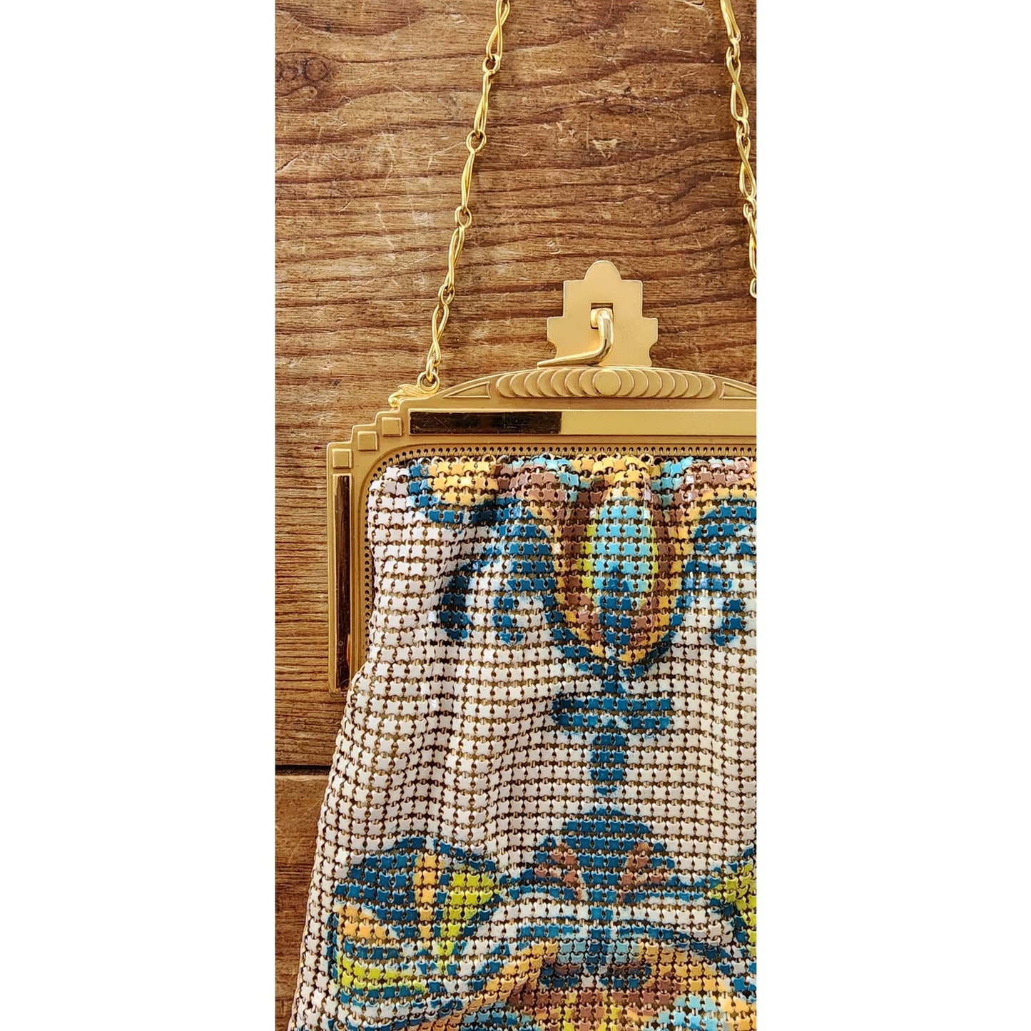 Vintage 20s WHITING DAVIS Mesh Flapper Bag Art Deco Enamel