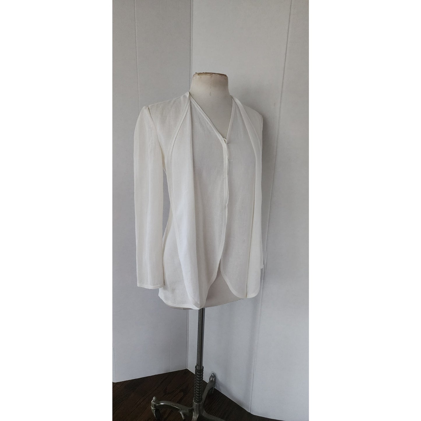 Vintage 90s GIORGIO ARMANI BLACK LABEL Jacket White Linen Blazer / Medium