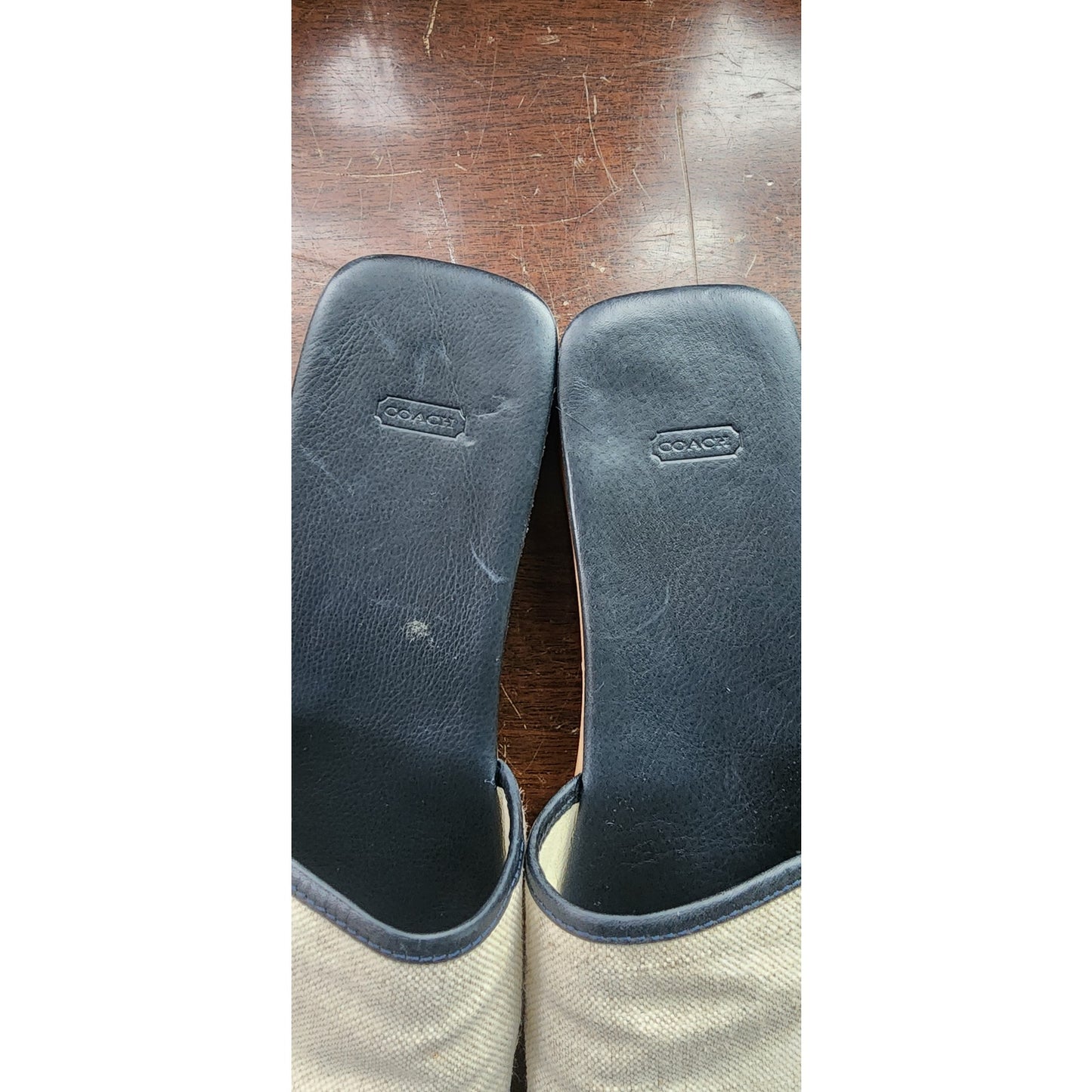 COACH Mules Canvas & Wood Block Heel Slides Sandals 7