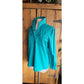 Vintage 70s Diane Von Furstenberg Shirt Blue Green Snap Front