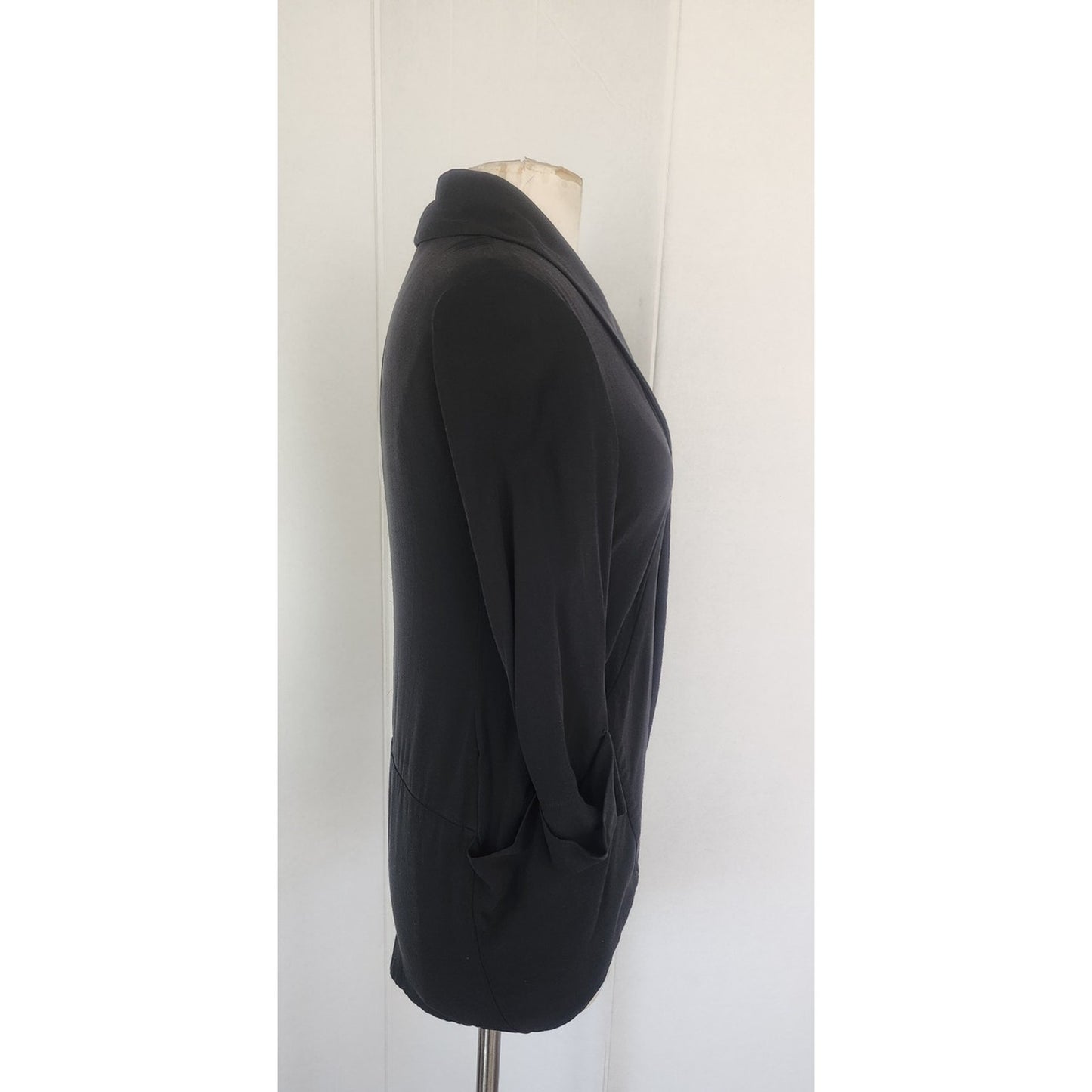 Vintage Eileen Fisher Blazer Black Silk Jacket Petite Minimalist