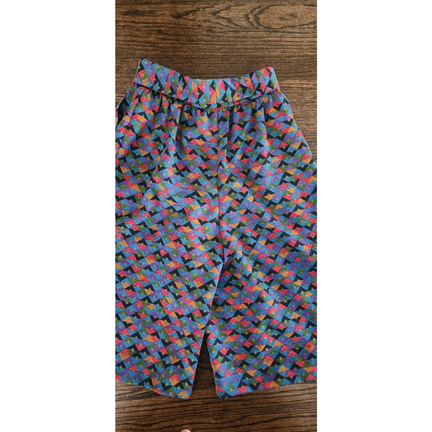 Vintage 1980s Giorgio Armani Shorts Geometric Mosaic Print High Waisted Long Bermuda