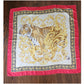 Vintage Ferragamo Silk Scarf Tiger Print Gold Baroque Scroll Print