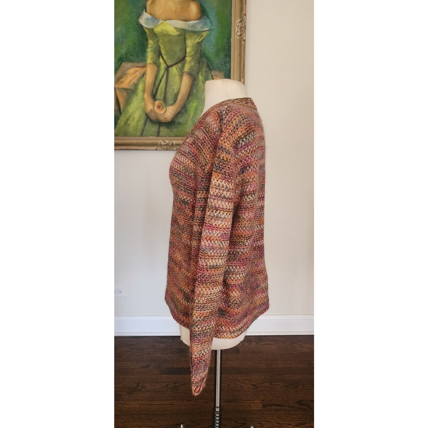 Vintage 80s MISSONI Cardigan Sweater Orange Brown Red Tones