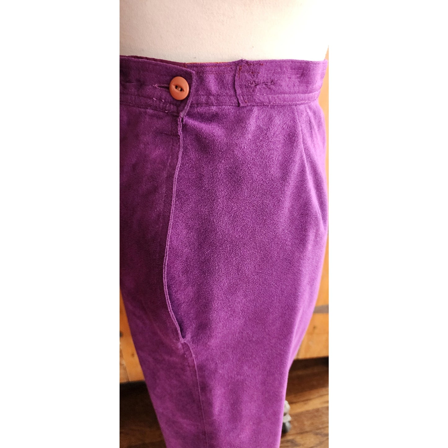 Vintage 70s Purple Skirt Ultrasuede Midi Skirt