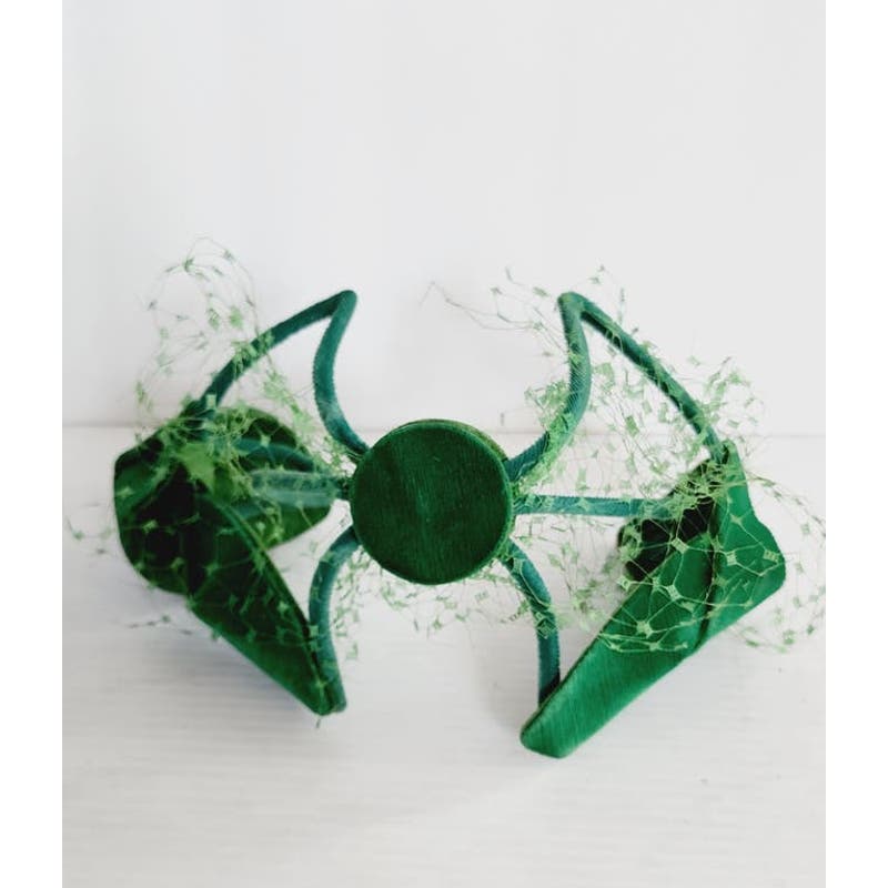 Vintage 50s Green Velvet Fascinator Mini Hat
