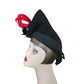 Vintage 1930s Black Tilt Hat Sculptural High Crown Feather Asymmetrical Art Deco 23"