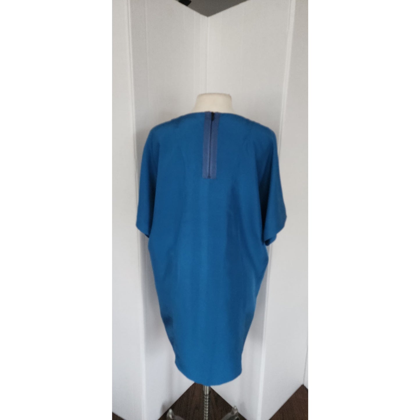 Helmut Lang Tunic Dress Blue Silk V Neck / medium 8