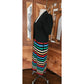Vintage 1970s St John Dress Knit Rainbow Stripe Black Midi + Bolero Jacket