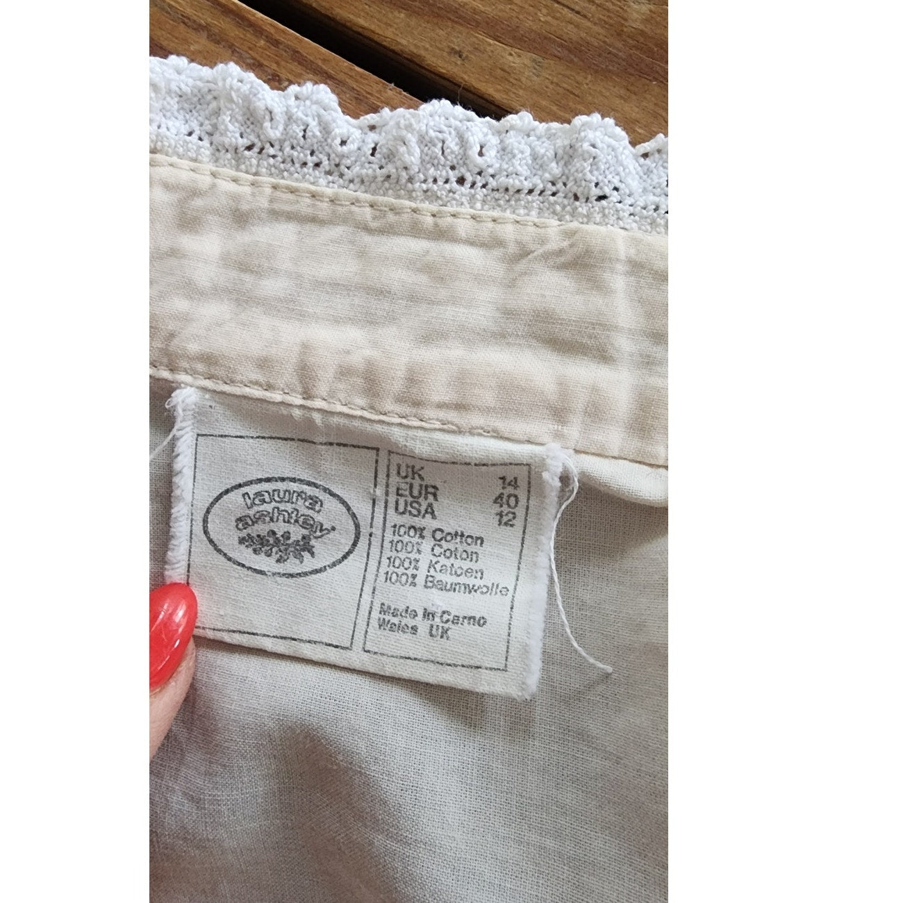 Vintage 80s Laura Ashley Cream Cotton Victorian Revival Blouse