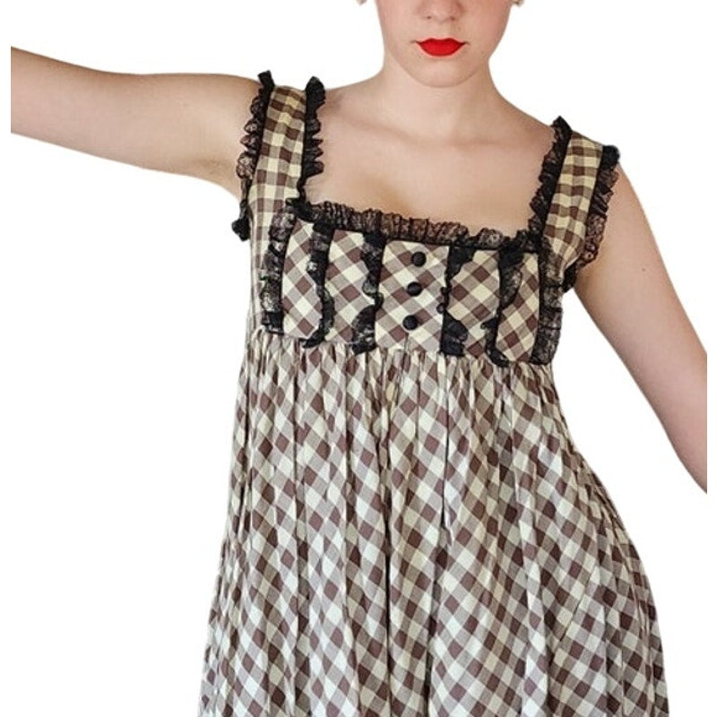 Vintage 70s Maxi Dress Mr Mort Stan Herman Checked Print