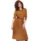 Vintage 80s Brown Dress Fringed Cowl Collar Mad Max Distopia Positive Attitude
