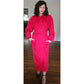 Vintage 1980s Red Wool Coat Long w/Belt Ramosport Paris