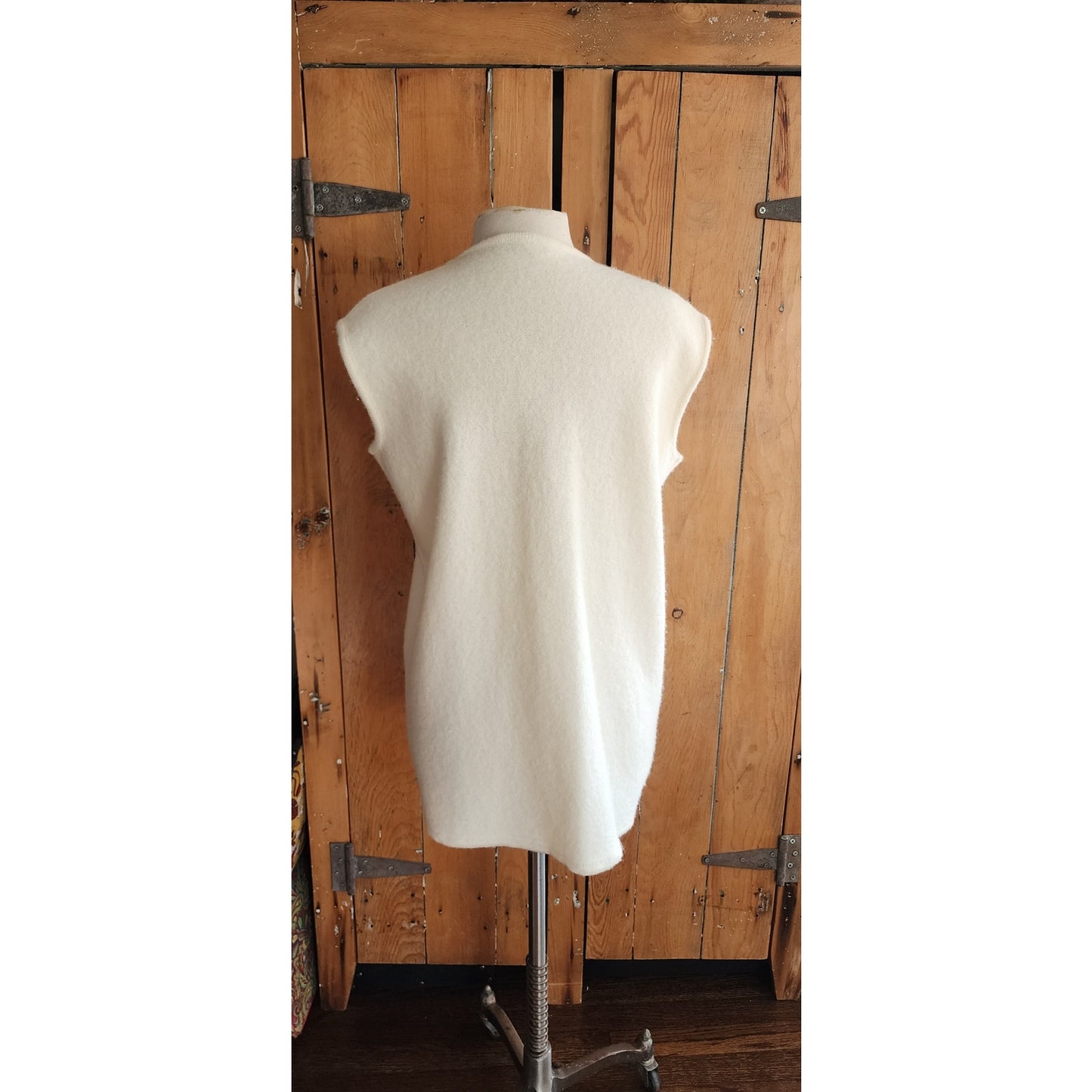 90s Rodier Cream Wool Vest Zip Closure