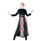 Vintage 70s Black Maxi Dress Colorful Skirt Embroidery Cleopatra Broumand AS IS
