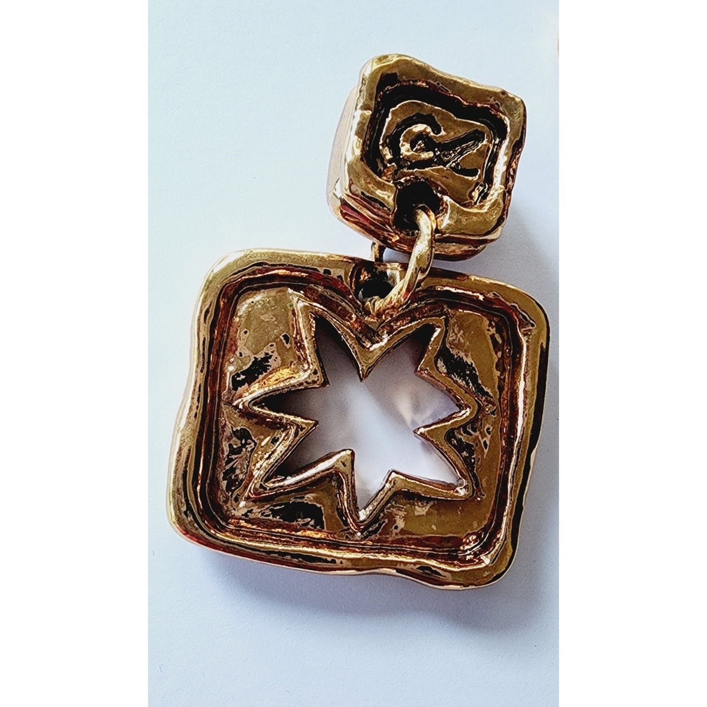 Vintage 1980s Christian Lacroix Earring Clips / Chunky Oversized GOLD CL Logo & Sun