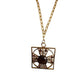 Vintage 60s Baroque Pendant Necklace Maltese Cross Gold Amber Brown Glass