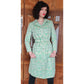 Vintage 60s Geometric Print Green Coat Mod Belted Chas A Stevens Medium