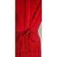 Vintage 1990s Velour Dress Red Sonia Rykiel Midi Drop Waist Embroidered Logo Emblem