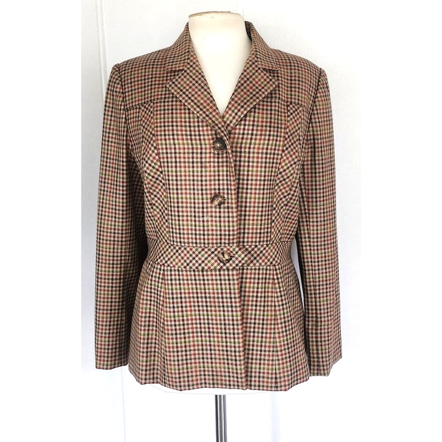 Vintage 1970s Bill Blass Wool Blazer Houndstooth Wool Jacket Neiman Marcus / L