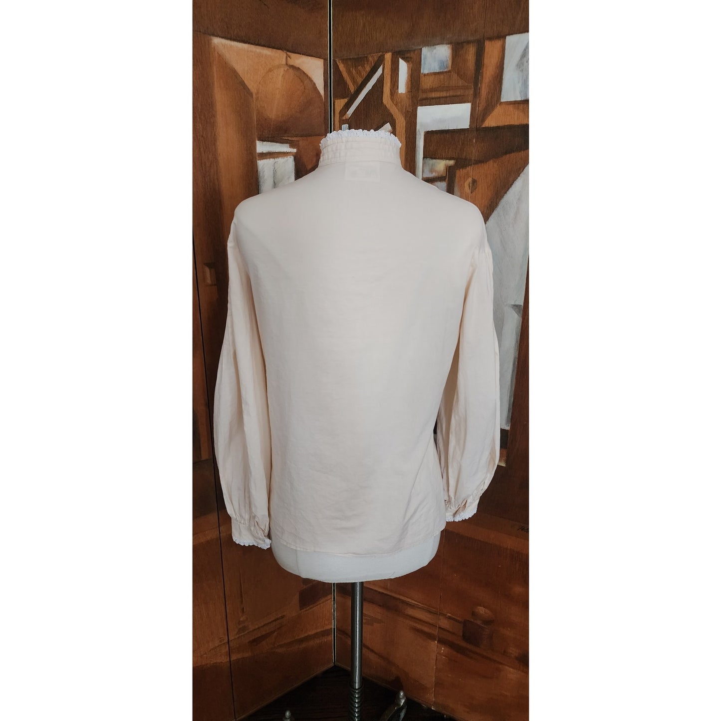 Vintage 80s Laura Ashley Cream Cotton Victorian Revival Blouse