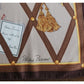 Vintage 90s Paloma Picasso Scarf Silk Brown Beige Novelty Print Bulletin Board
