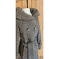 Vintage Y2K Houndstooth Coat Gray Herringbone Wool Large Collar Ellen Tracy / M