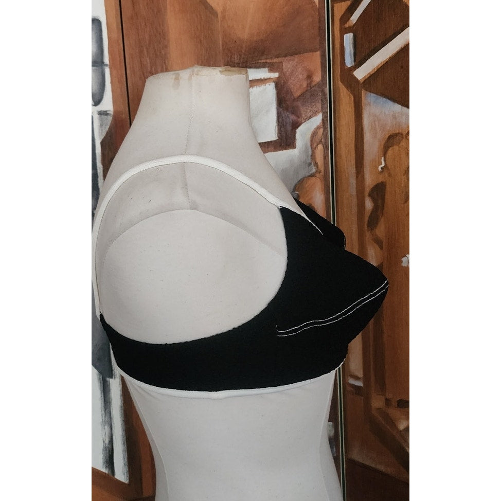 Vintage 60s Black White Bikini Set Bullet Bra + Boy Shorts Majorca Athenee Greece