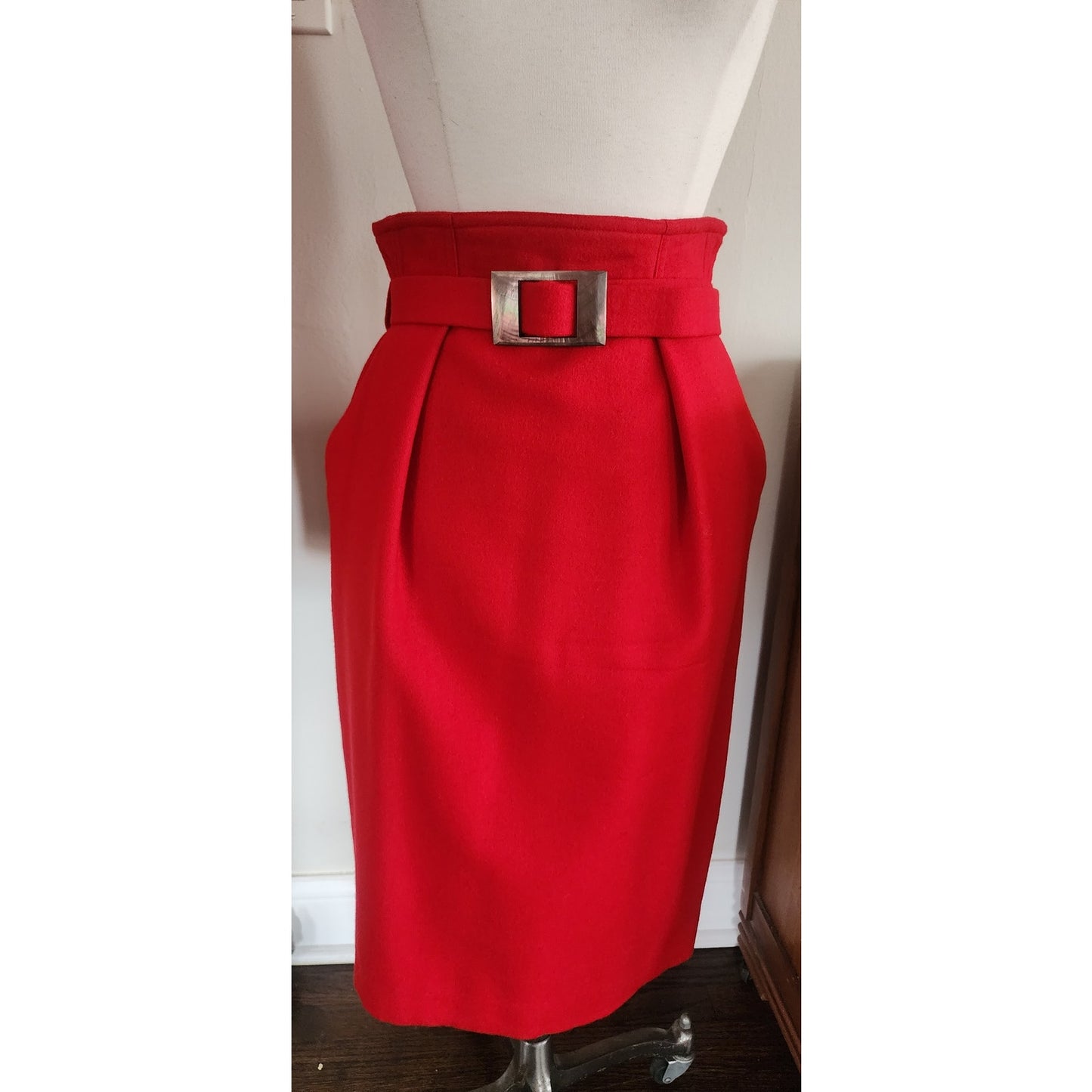 Vintage 1980s GUY LAROCHE Skirt Suit Red Wool DOCUMENTED 1989 / M