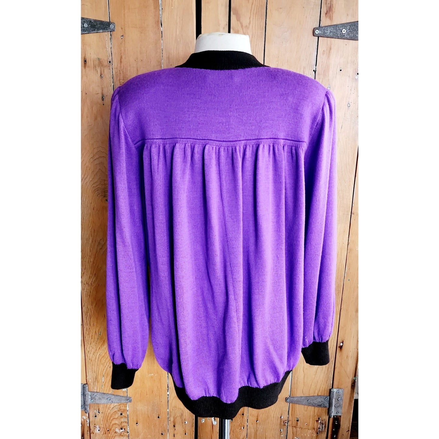 Vintage 80s St John Sweater Jacket Purple Knit