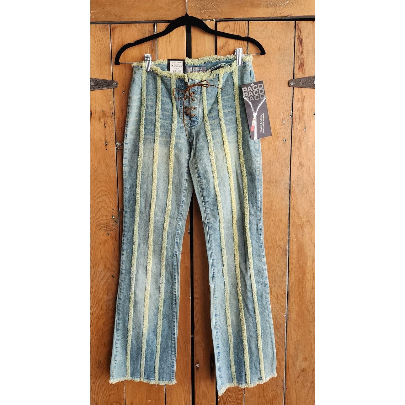 Y2K does 70s Low Rise Blue Jeans Corset Lace Front NWT by Paco