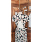 Vintage 1980s Krizia Dress Silk Puff Sleeve Open Back Geometric Abstract Midi