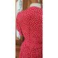 Vintage 1980s Sonia Rykiel Dress Red Polka Dot Rayon Short Sleeved Midi w/Belt
