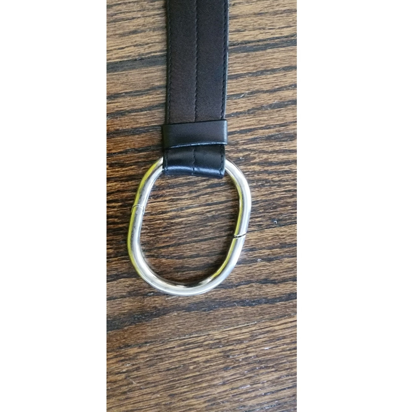 Vintage 2000s Prada Belt Brown Leather Minimalist Silver Buckle O Ring Clasp 36"
