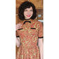 Vintage 50s Orange Paisley Print Midi Dress Carole King Junior Fashions / XS