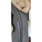 60s Gray Wrap Coat w/Cream Fox Fur Collar & Cuffs Gino Rossi