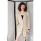 80s Calvin Klein Shorts + Blazer Suit Set Beige Linen