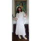 Vintage 70s White Maxi Dress Openwork Crochet Bridal Dress w/Capelet
