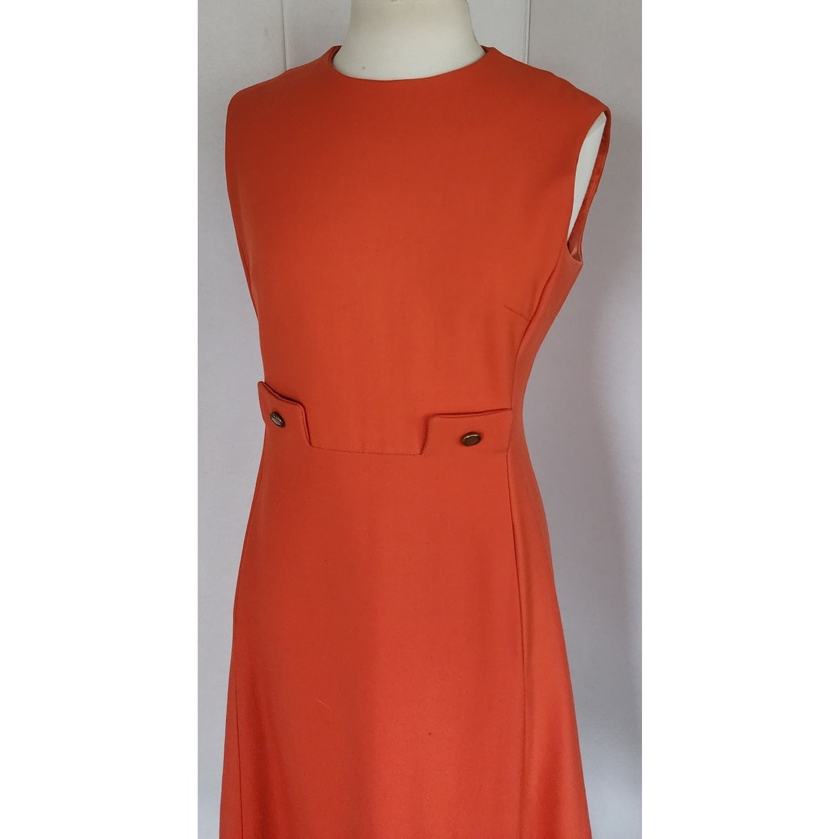 Vintage 60s Orange Dress Mod A Line Skirt / Medium