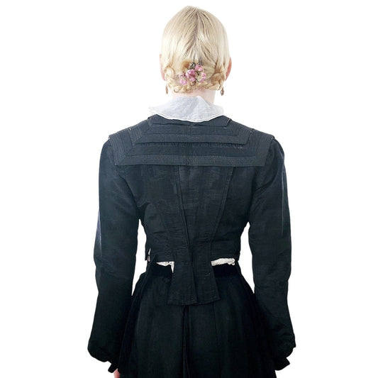 Antique Ladies Jacket Black Silk Edwardian 1900s 1910s