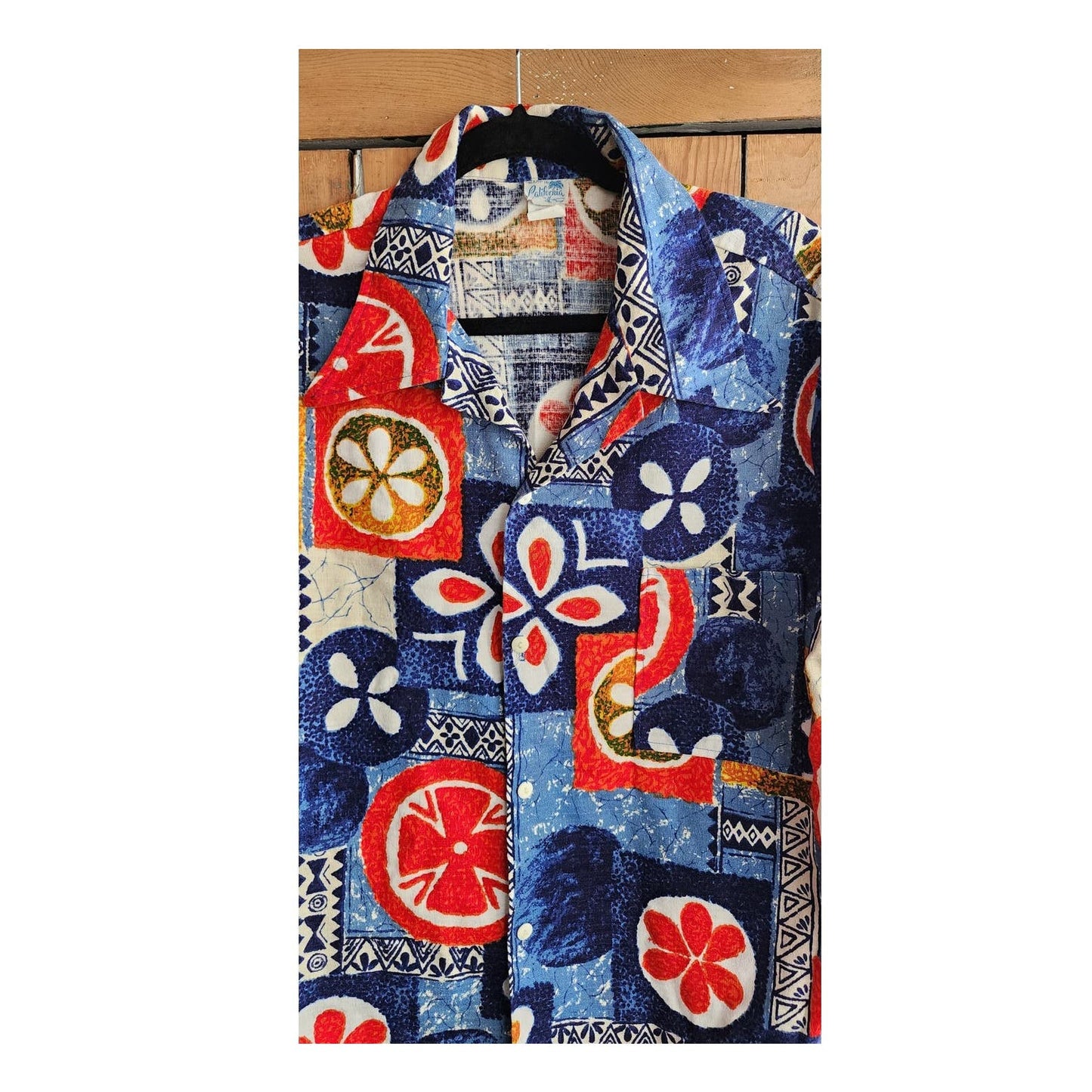 Vintage 50s Hawaiian Shirt Bark Cloth Tiki Print