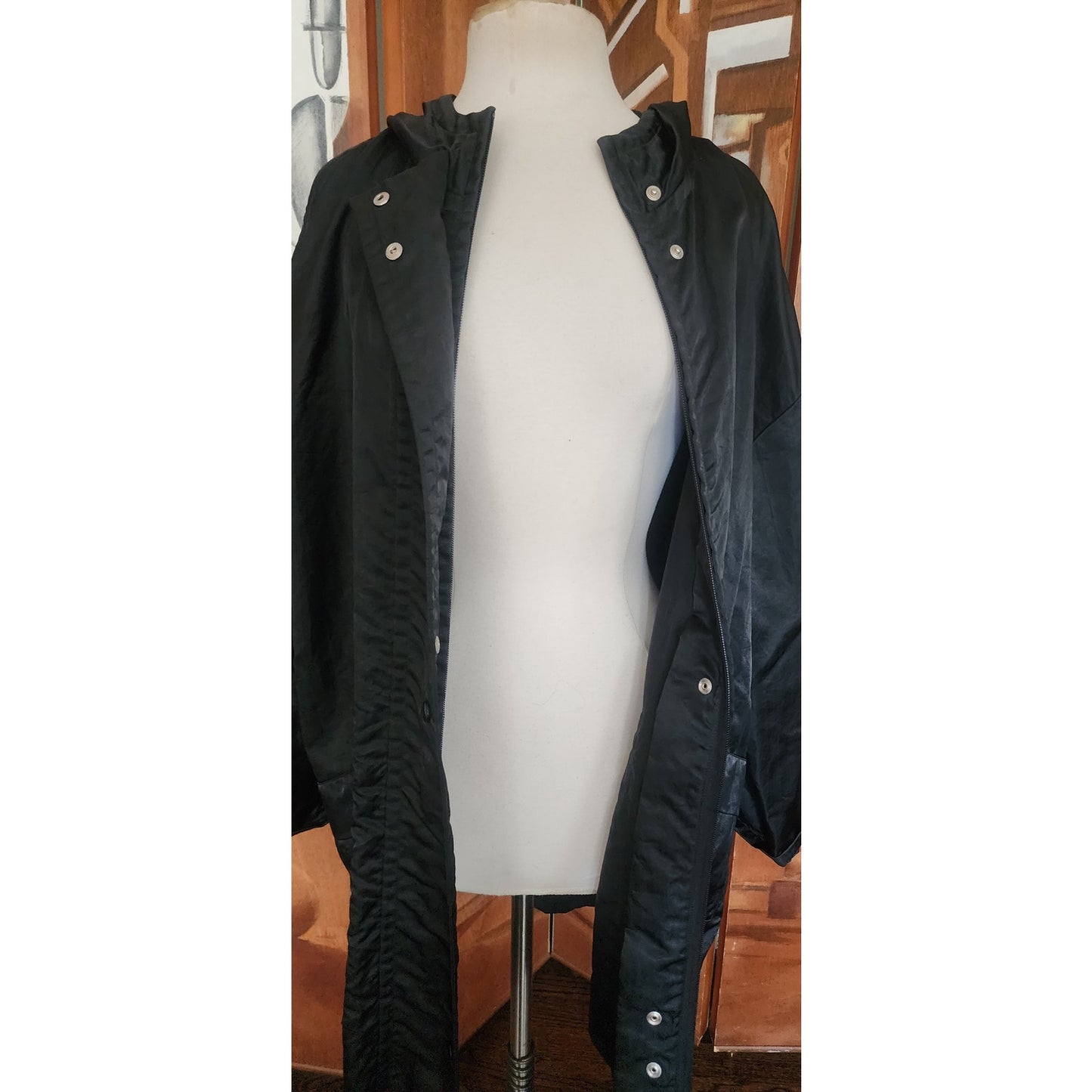 Vintage 1980s Linda Lundstrom La Parka Guardian Eagle Coat Art to Wear Hooded Faux Fur + Liner