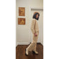 Vintage 90s Sonia Rykiel Velour Track Suit Beige w/Gold Buttons