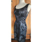 60s Wiggle Dress Black Beaded Silk Hong Kong Embroidery / M