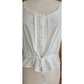 Vintage 1980s Laura Ashley Sleeveless Top White Cotton Eyelet Blouse Micro Polka Dot