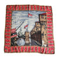 Vintage 40s Silk Scarf Italian Renaissance Painting Venice Port Ships Carpaccio Marshall Field