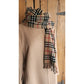 Vintage 1980s Burberrys Cashmere Scarf Beige Plaid Nova Check Fringed